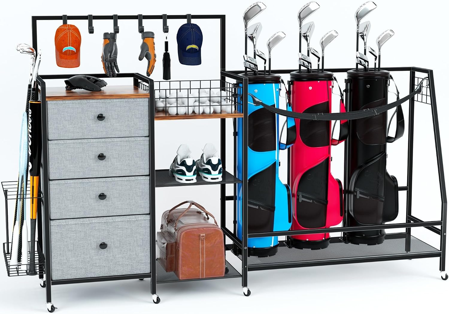 Golf Equipment Organizer For Garage - 특대형 골프백 보관 랙 (차고용), 고하중