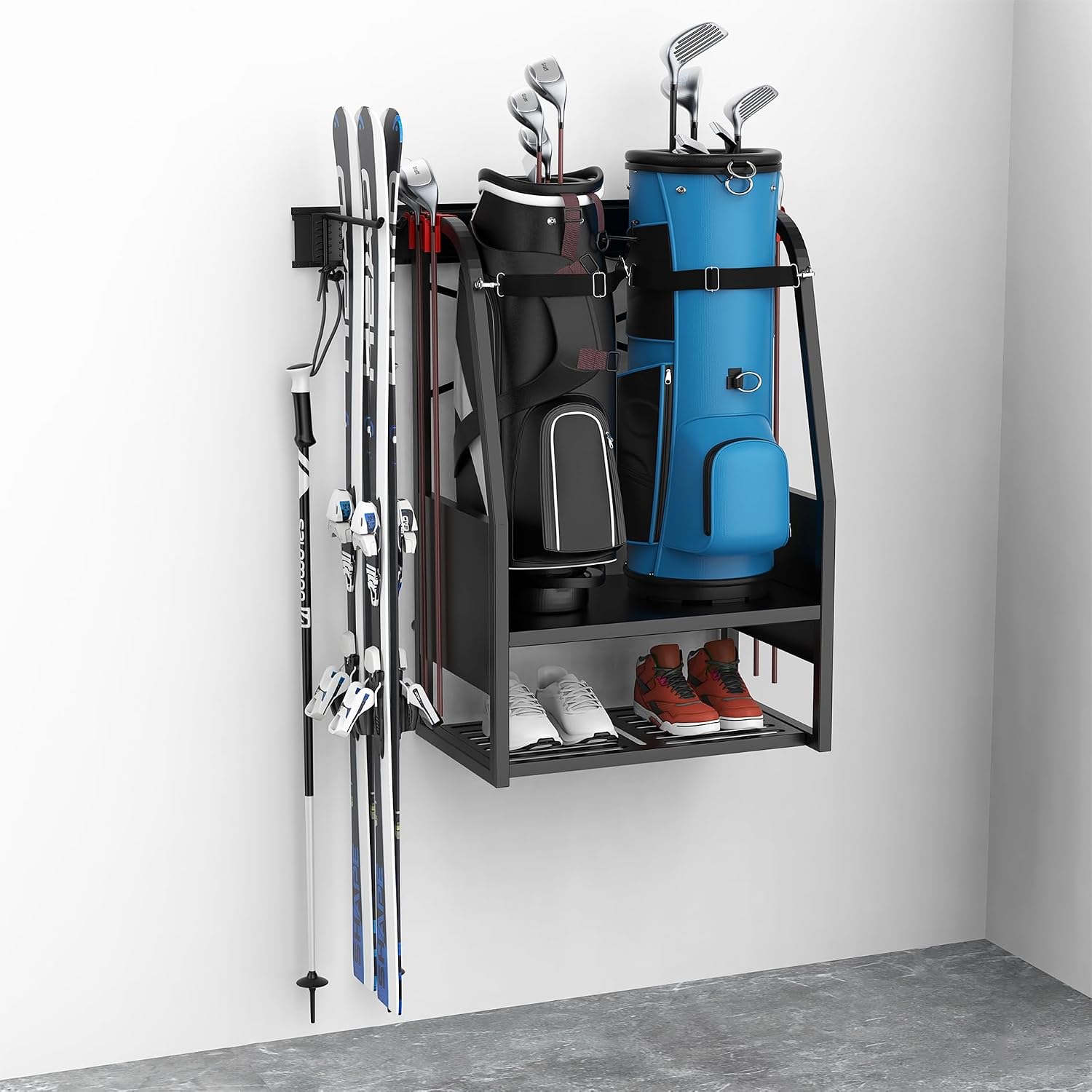 Golf Equipment Organizer For Garage - 벽걸이형 골프백 정리대, 헤비듀티 이중 골프백