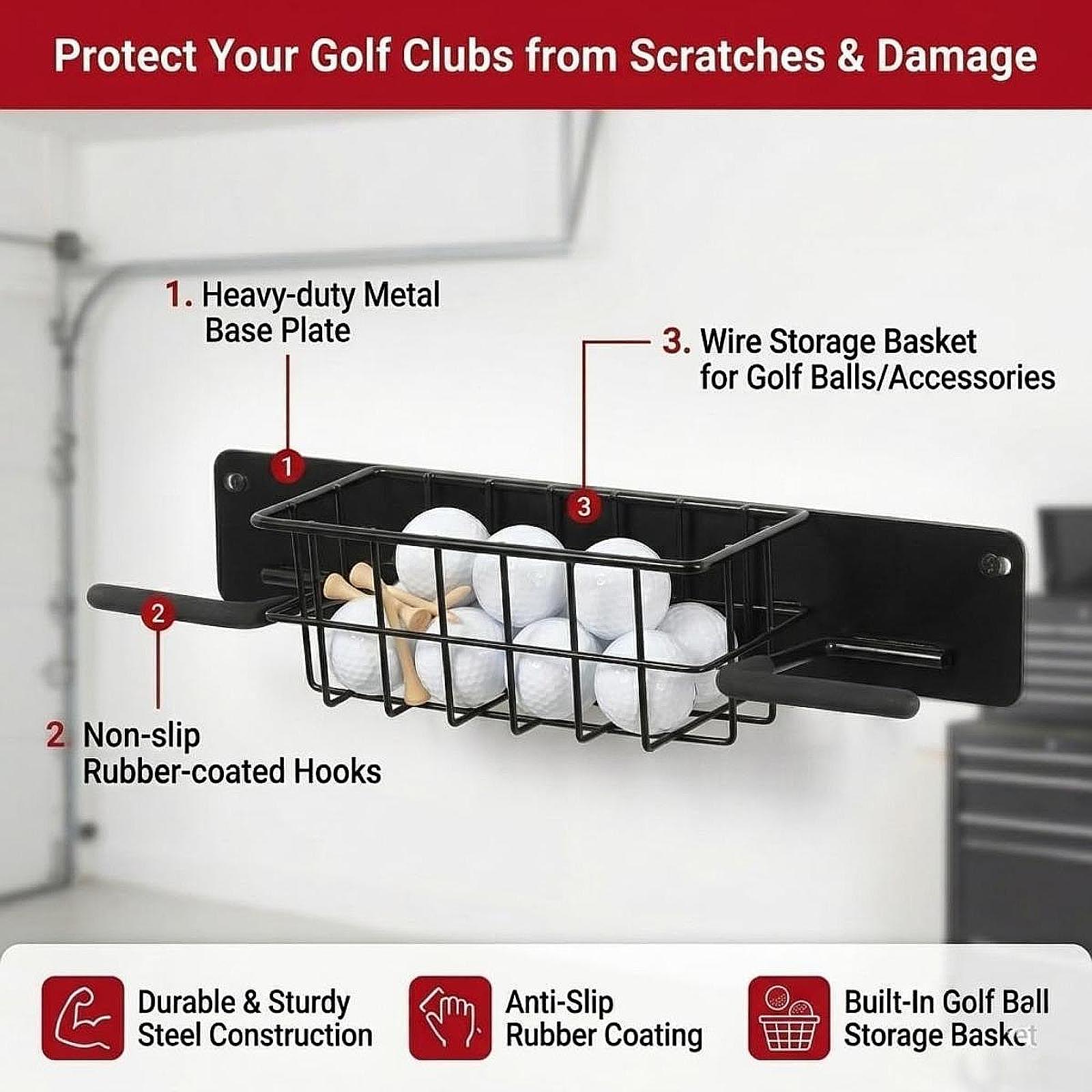 공간 절약형 골프 장비 벽걸이형 메탈 가방 홀더, 보관 - Golf Equipment Organizer For Garage 리뷰 및 가격