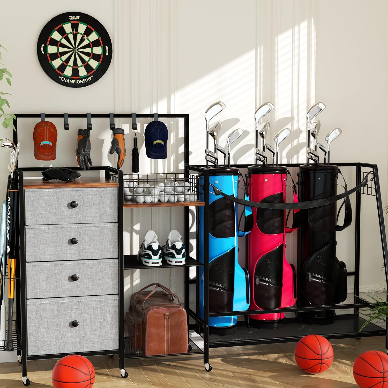 특대형 골프백 보관 랙 (차고용), 고하중 금속 골프백 - Golf Equipment Organizer For Garage 리뷰 및 가격