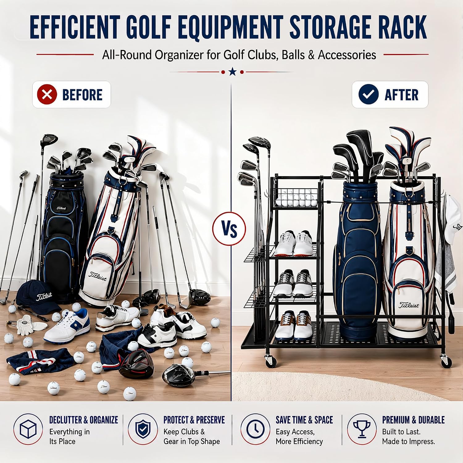 캐스터 휠이 있는 차고용 헤비듀티 골프백 보관 랙, 대 - Golf Equipment Organizer For Garage 리뷰 및 가격