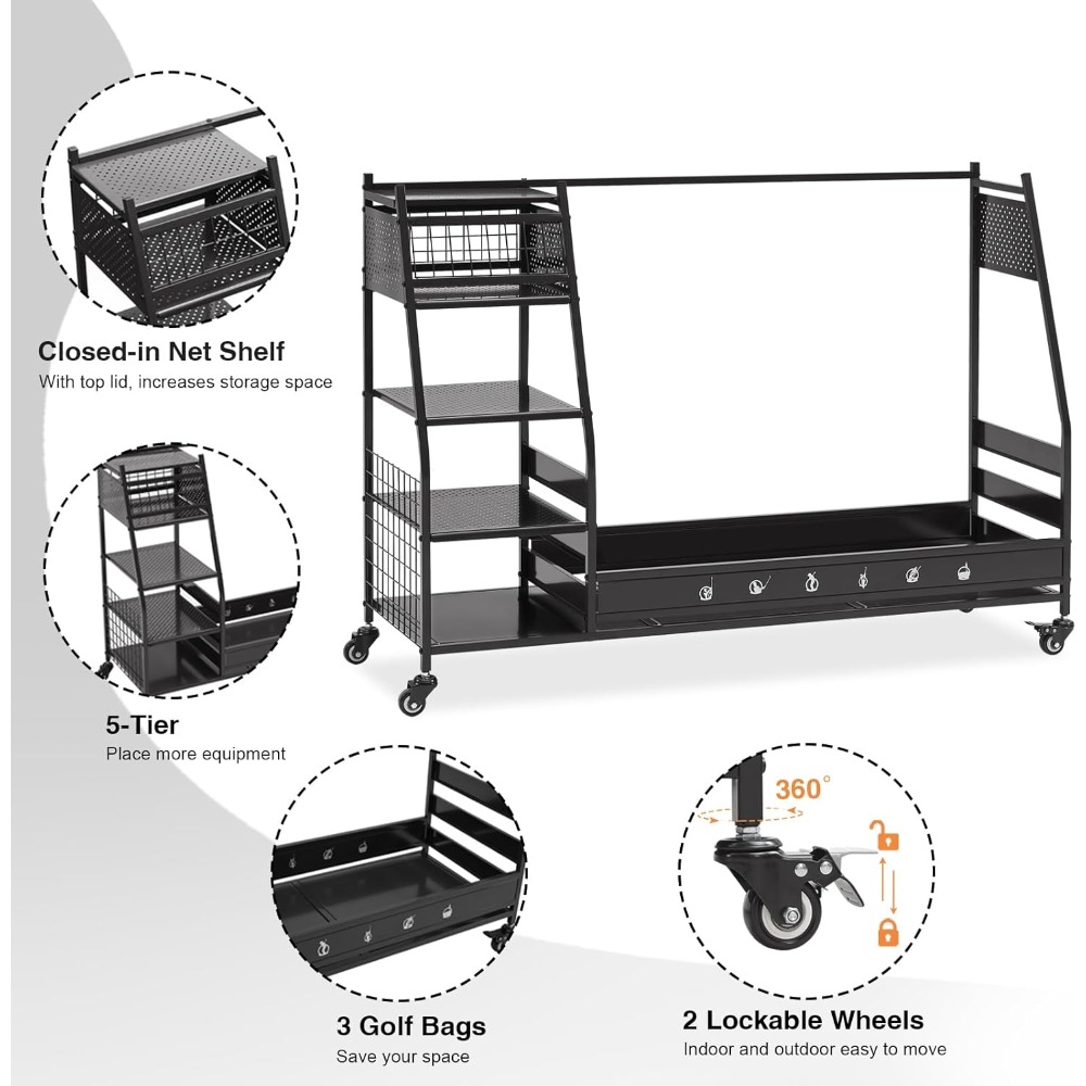 골프백 보관 랙 스탠드 홀더 정리대 (차고, 클럽실,  - Golf Equipment Organizer For Garage 리뷰 및 가격