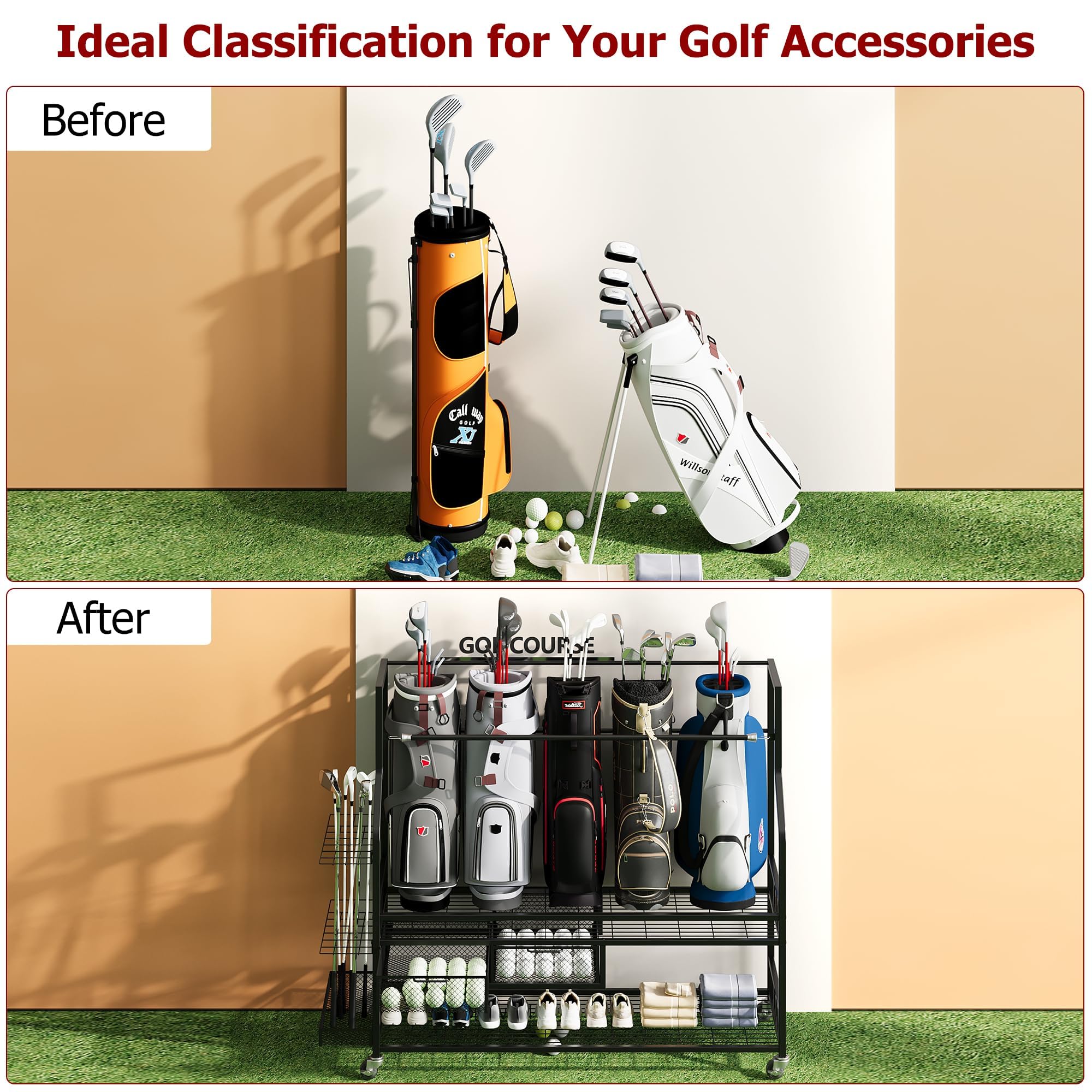 차고용 골프백 보관 정리함, 잠금식 바퀴가 달린 튼튼한 - Golf Equipment Organizer For Garage 리뷰 및 가격